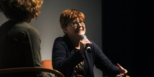 Marta Esteban, productora de "Truman", ahir a l'Auditori durant la presentació de la pel·lícula.