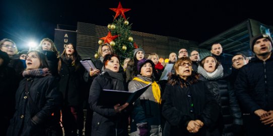 Imatge de l'edició 2017 de l'acte d'encesa dels llums i de l'arbre de Nadal.