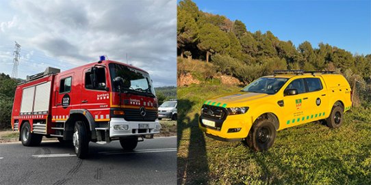 Vehicles de Bombers Voluntaris i ADF de Castellar que es mobilitzaran en la campanya de prevenció d’incendis.