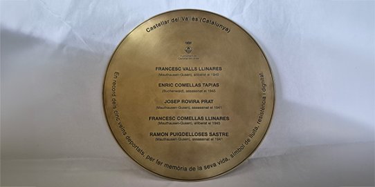 Placa en record dels cinc deportats castellarencs que serà dipositada al Monument Republicà del subcamp d’Ebensee.