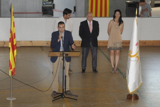 L'alcalde de Castellar, Ignasi Giménez, durant l'acte de celebració de la Nit dels Campions
