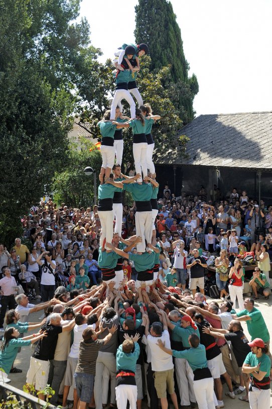Els Castellers de Sabadell, durant l'exhibició que van dur a terme la Festa Major de 2011